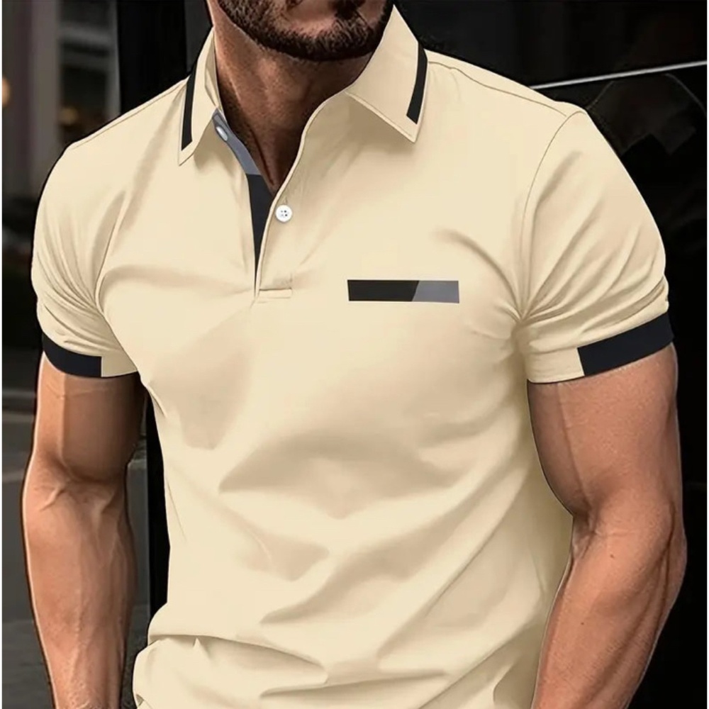 DOLCI LUSSO RAFFINATO COLOR BLOCK SPORTY LAPEL SHIRT - L NEW